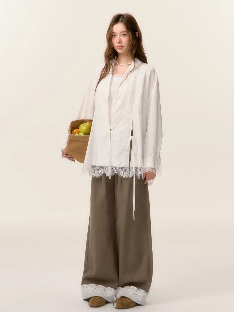 Lace Trim Patchwork Trousers - CHINASQUAD