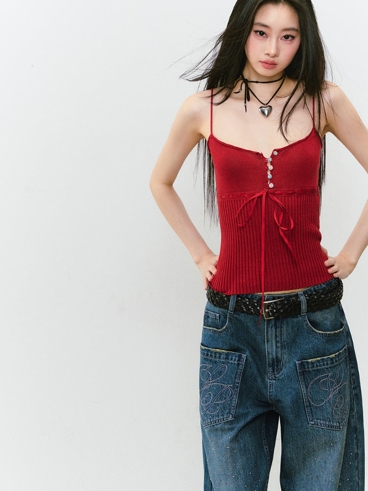 Button Lyocell Knit Tank Top - CHINASQUAD