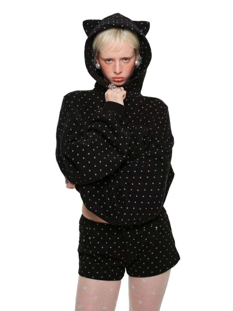 Cat Paw Cropped Hoodie - CHINASQUAD