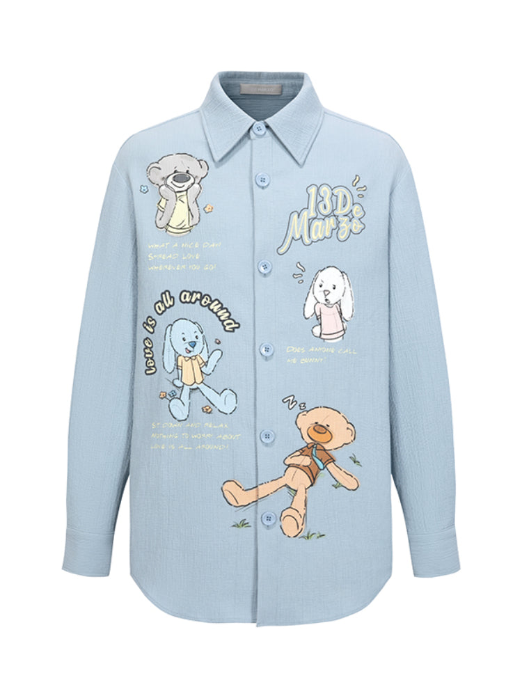 Colorful Graffiti Illustration Shirt Jacket - CHINASQUAD