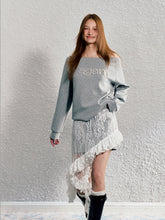 Gray Ruffled Faux Two-piece Layered Lace Sweatshirt Dress - CHINASQUAD