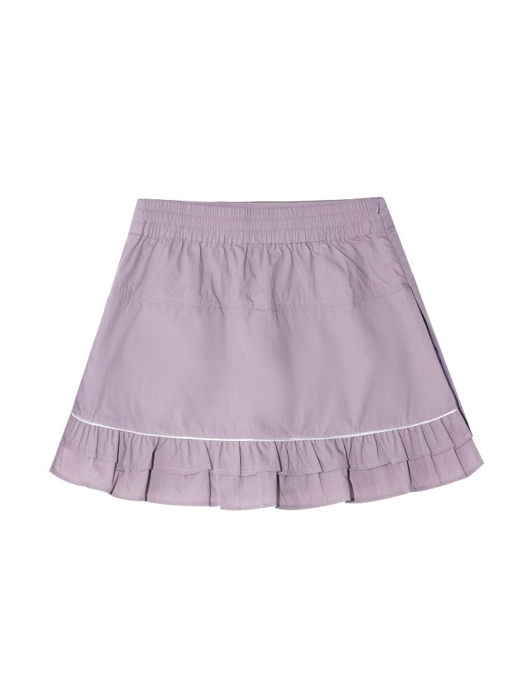 Lace Spliced Raglan Sleeve Sun Protection Shirt & Skirt Set - CHINASQUAD