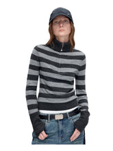 Striped Wool Blend Half-Zip Sweater - CHINASQUAD