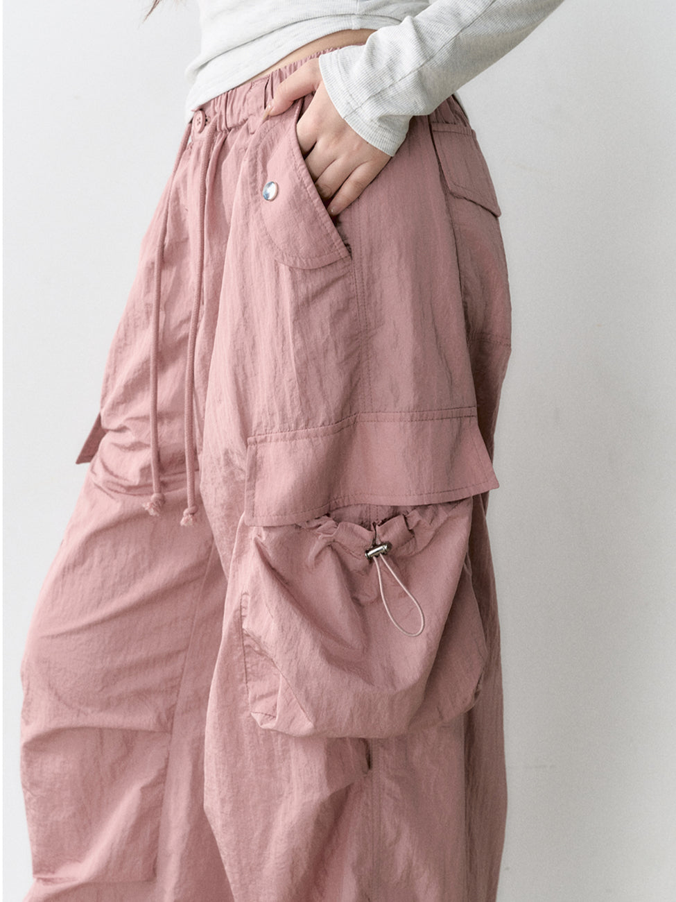 Mesh Pocket Cargo Wide-Leg Pants - CHINASQUAD
