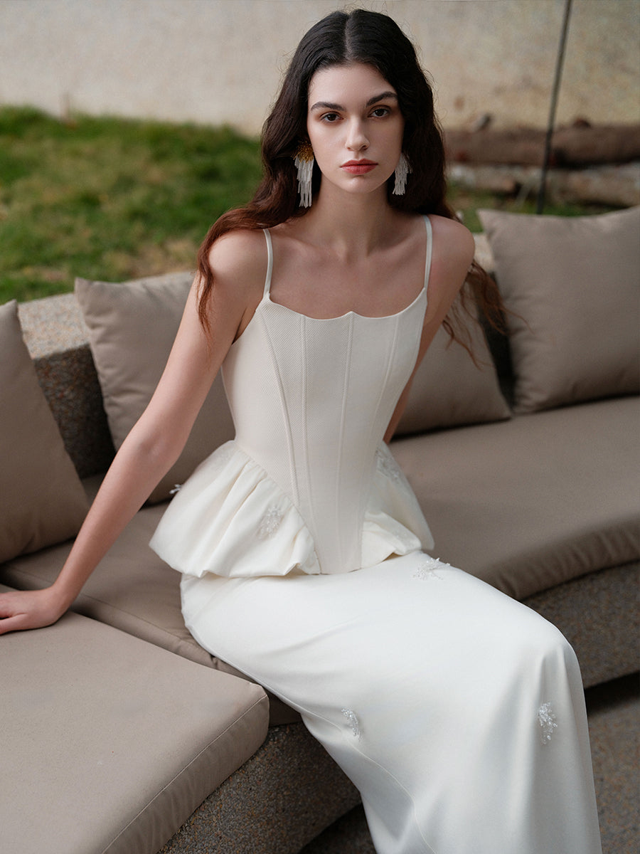 Luxury Handcrafted Beaded Satin Slip Dress - CHINASQUAD