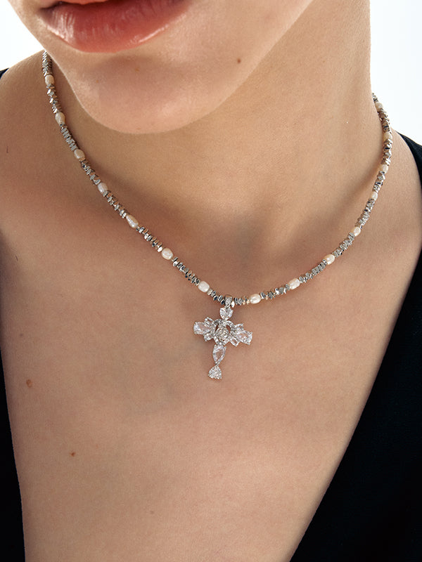 Cross Sparkling Silver Necklace - CHINASQUAD