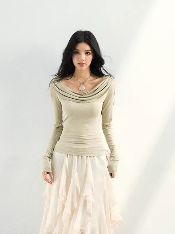 Reversible Draped Mesh Blouse