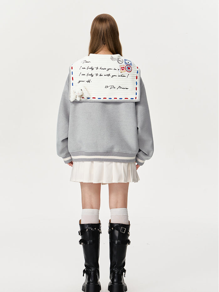 Love Letter Tweed Baseball Jacket - CHINASQUAD