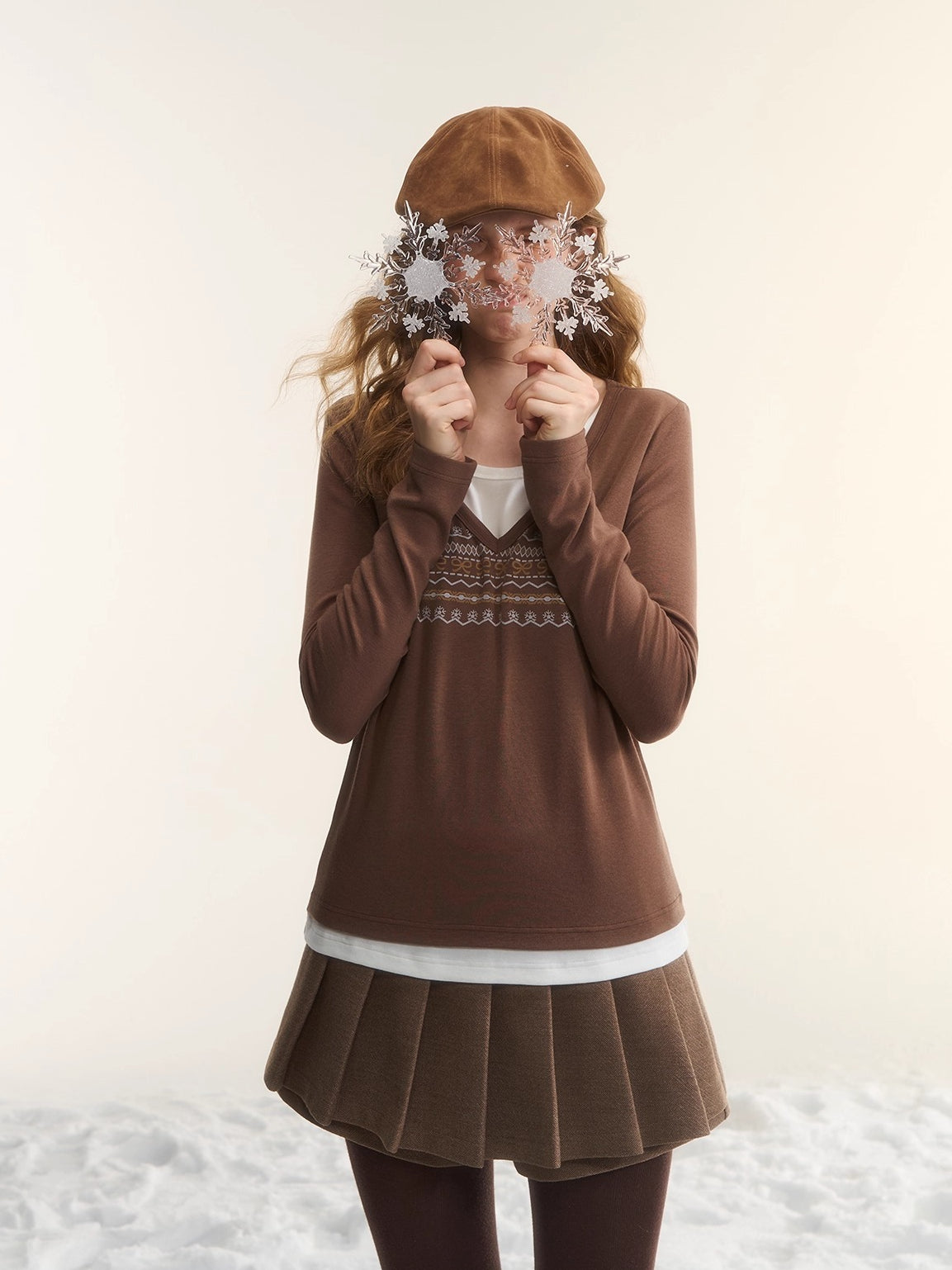 Contrast-Layered Long-Sleeve Tee