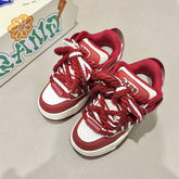 Burgundy Low-Top Casual Sneakers - CHINASQUAD