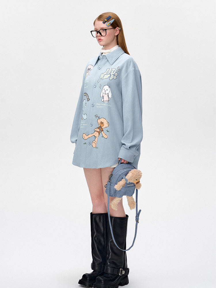 Colorful Graffiti Illustration Shirt Jacket - CHINASQUAD