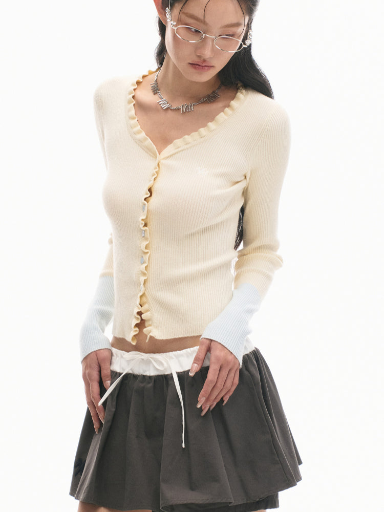Floral-Placket Shell-Button Long-Sleeve Top - CHINASQUAD
