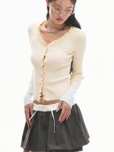 Floral-Placket Shell-Button Long-Sleeve Top - CHINASQUAD