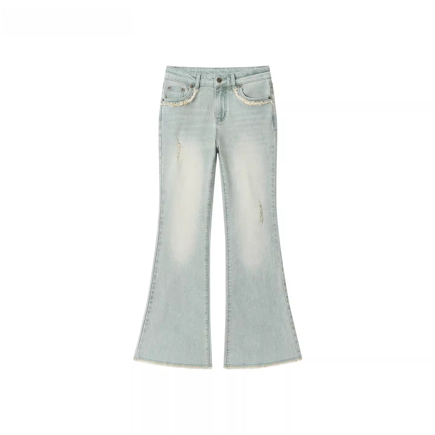 Raw-Edge Slim Flared Denim Jeans