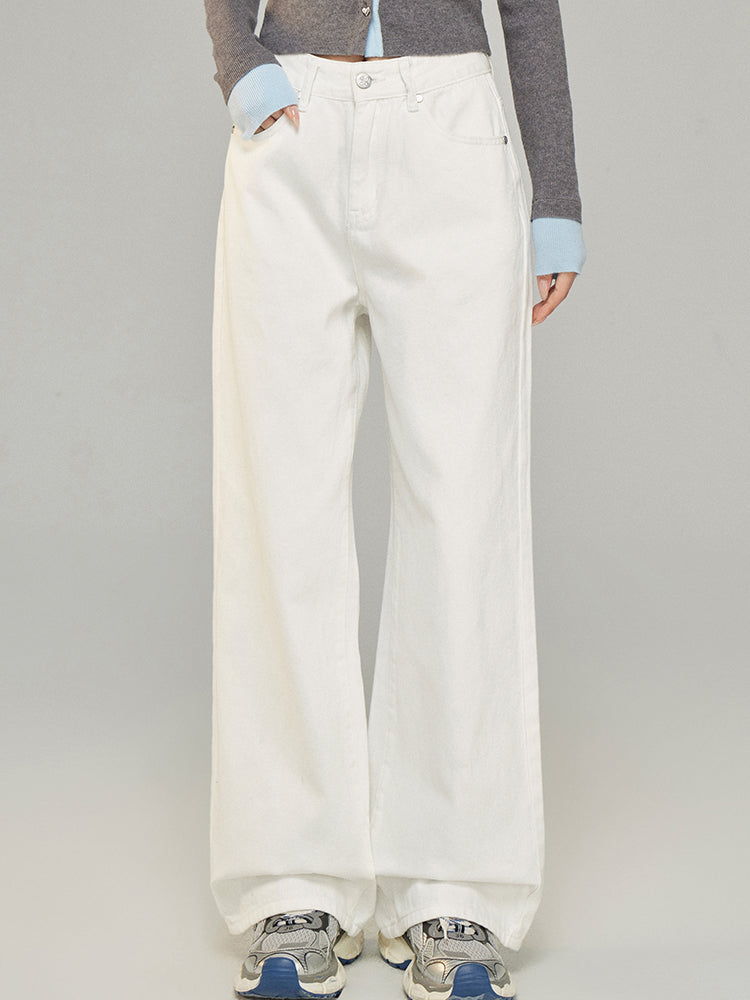 Letter Embroidery Wide-Leg Jeans - CHINASQUAD