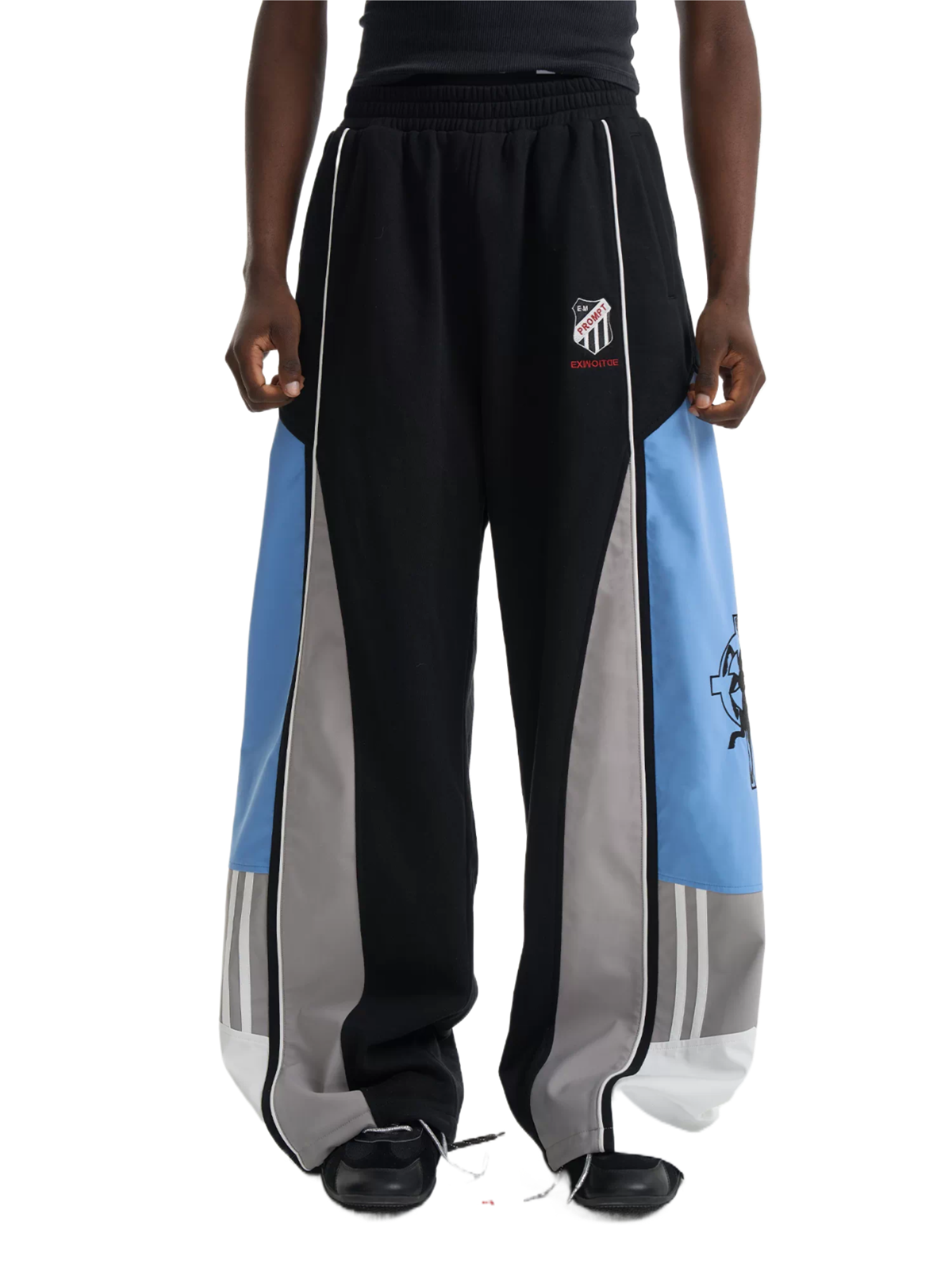 Contrast Panel Embroidered Track Pants