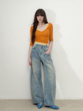 Knit V-neck 5/6 Sleeve T-shirt - CHINASQUAD