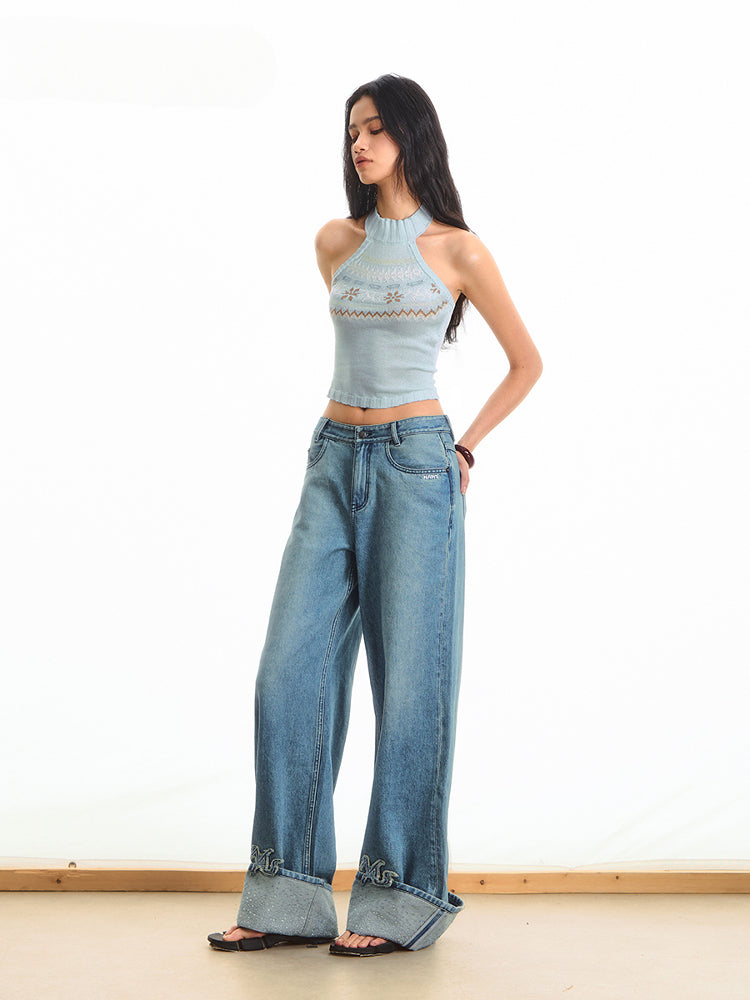 Fair Isle High-Waist Backless Top - CHINASQUAD