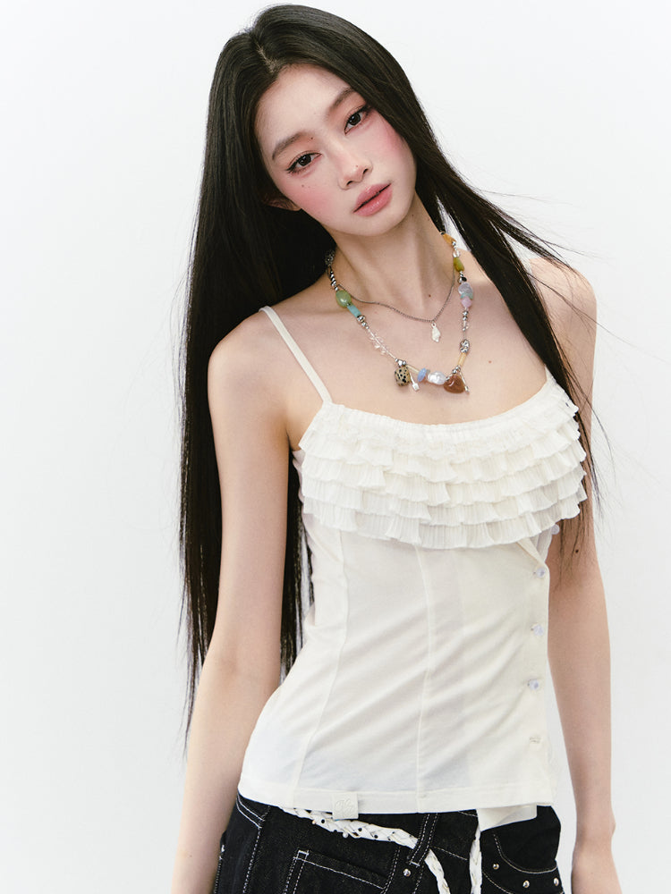 Multi-layer Neckline Waist-cinching Sling Vest - CHINASQUAD