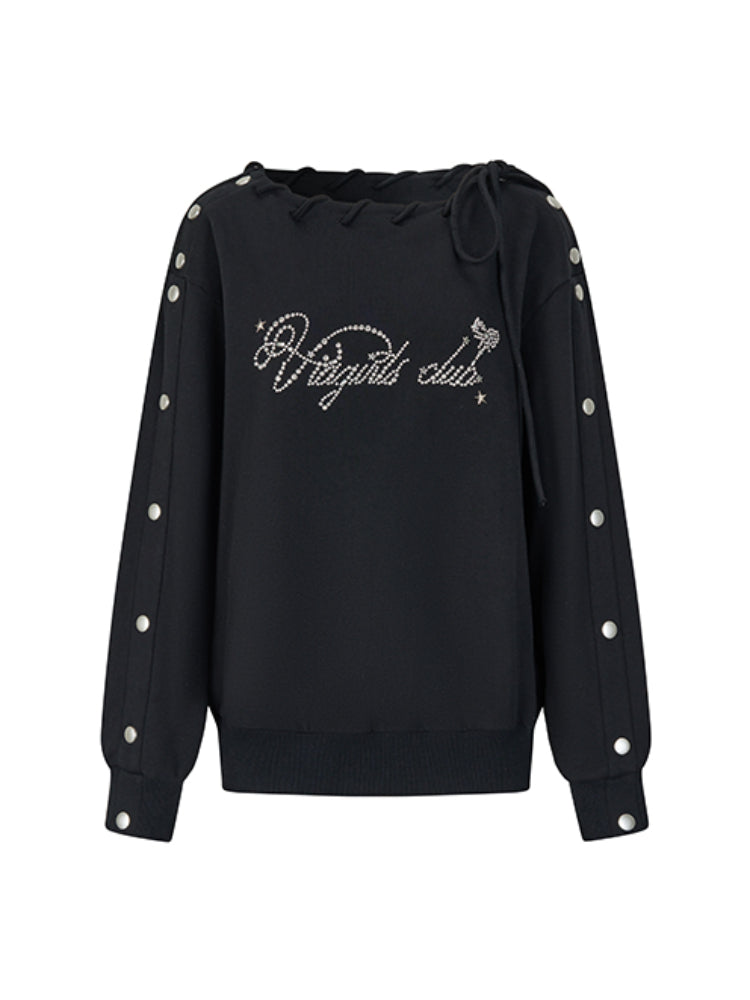 Button-Off-Shoulder Sweatshirt - CHINASQUAD