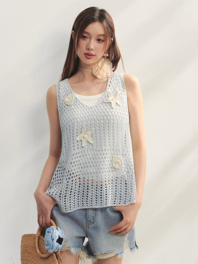 Pearl Crochet Hollow Vest Camisole - CHINASQUAD