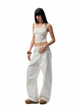 Slanted U-Neck Knot Embroidery Vest - CHINASQUAD