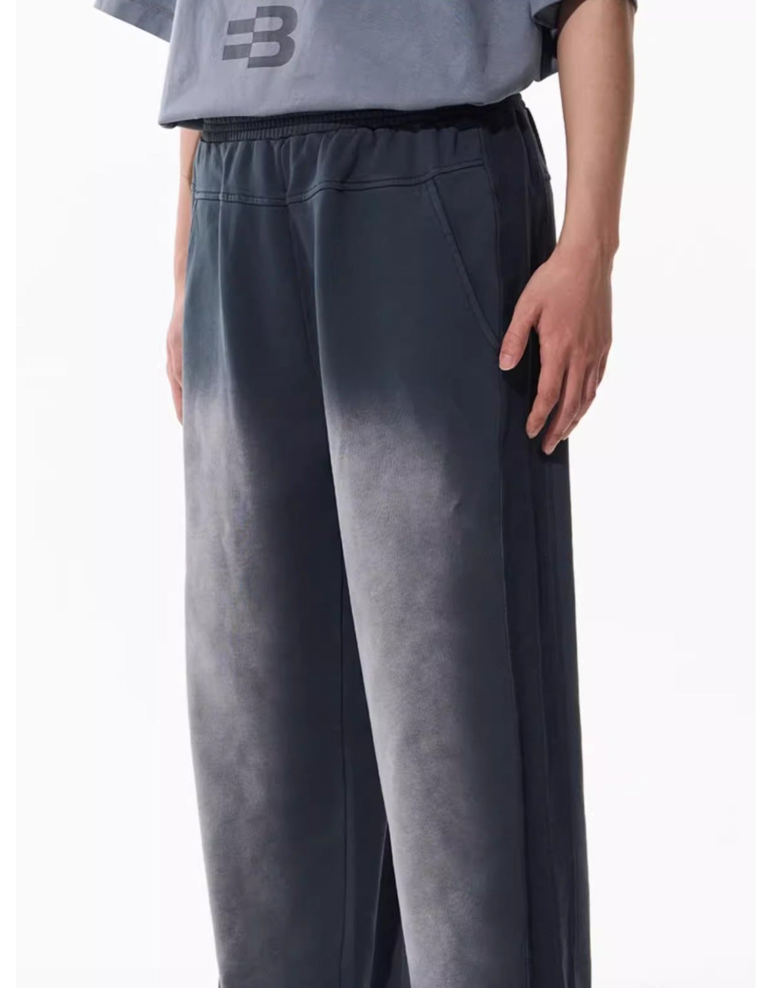 Washed Gradient Pure Cotton Relaxed Sweatpants - CHINASQUAD