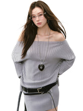 Off-Shoulder Slant Shoulder Button Dress - CHINASQUAD