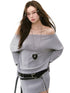 Off-Shoulder Slant Shoulder Button Dress - CHINASQUAD