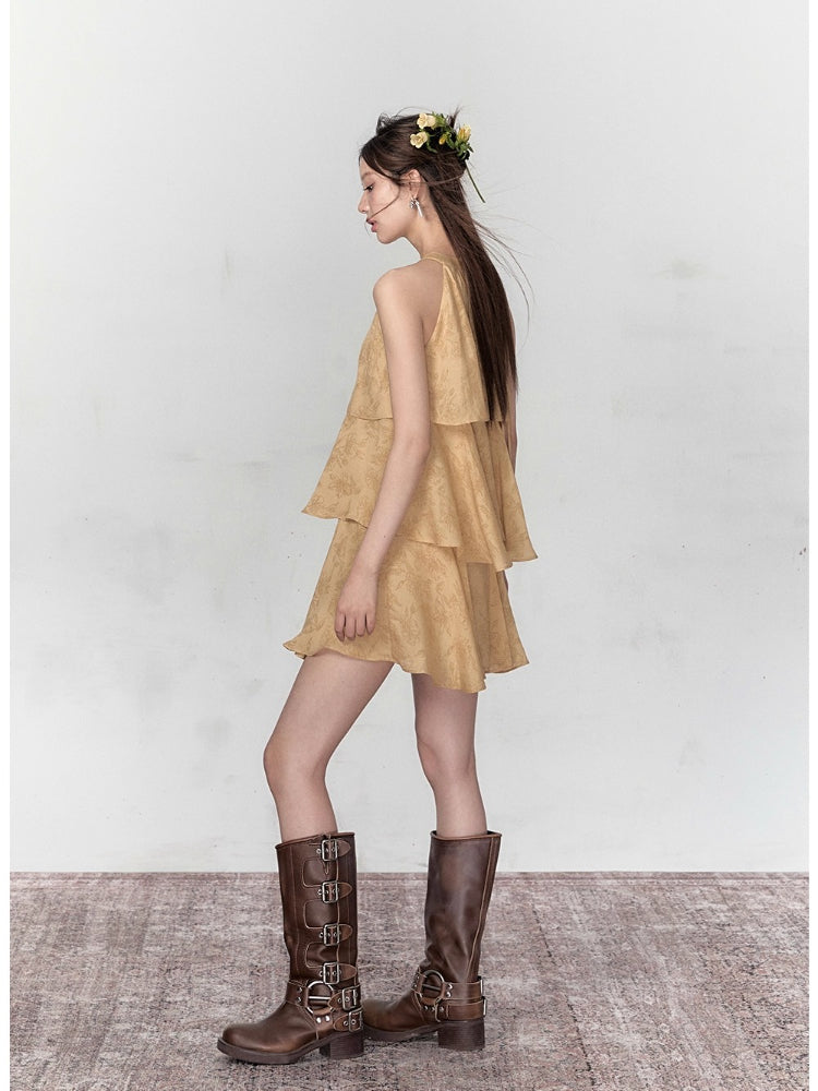 Dark Pattern Floral Loose Tiered Dress - CHINASQUAD