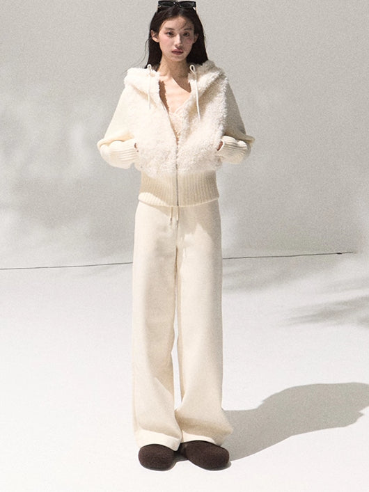 Knit Vest Jacket & Straight-Leg Pants Set