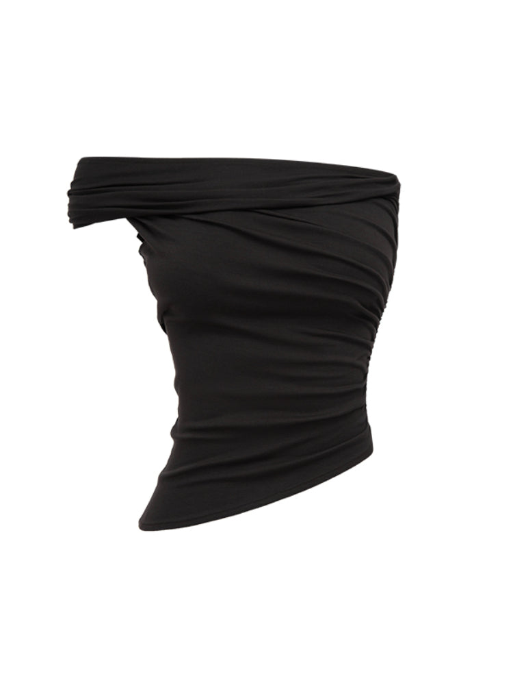 Irregular Multi-Wear Ruched Acetate T-Shirt - CHINASQUAD
