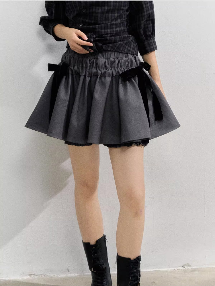 Velvet Bow Water-Repellent Puff Skirt - CHINASQUAD