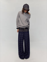 Grey Asymmetric Off-Shoulder Loose Sweatshirt - CHINASQUAD