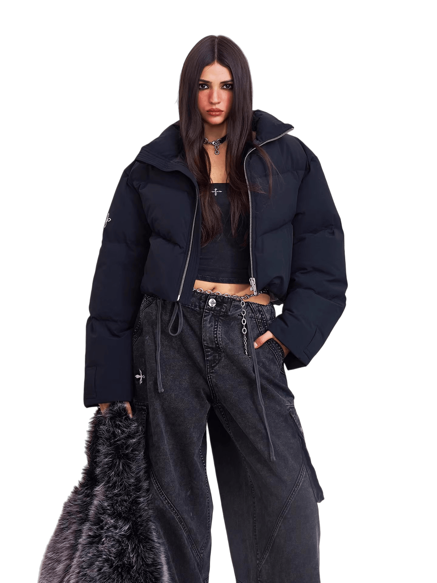 Sculpted Cross Cropped Down Jacket