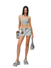 Compass Wild Tarpan Denim Mini Skirt Gray - CHINASQUAD