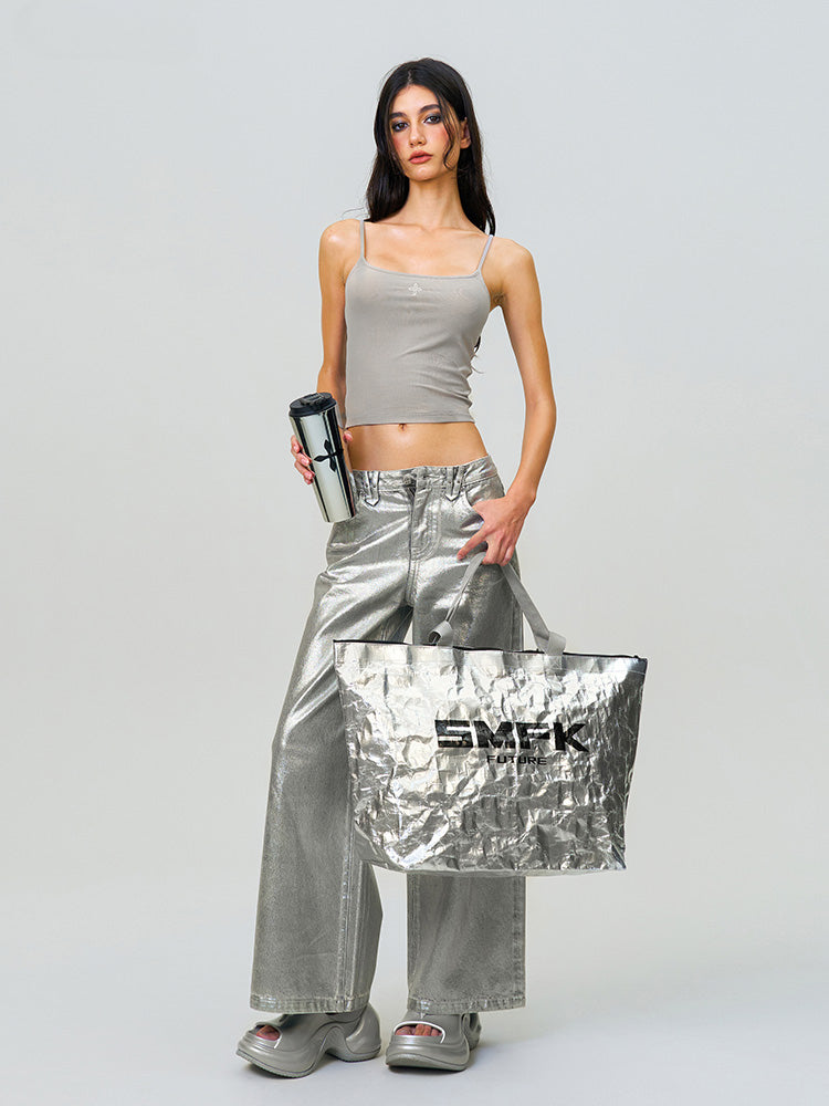 Compass Wild Classic Wide-Leg Jeans Silver - CHINASQUAD