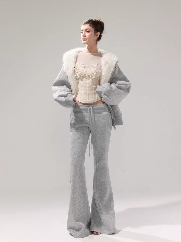 Hooded Fleece Jacket & Plush Sweatpants Set