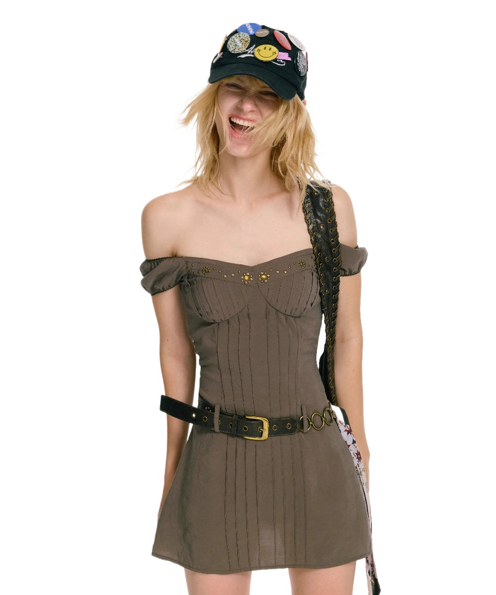 Draped Off-Shoulder Mini Dress - CHINASQUAD