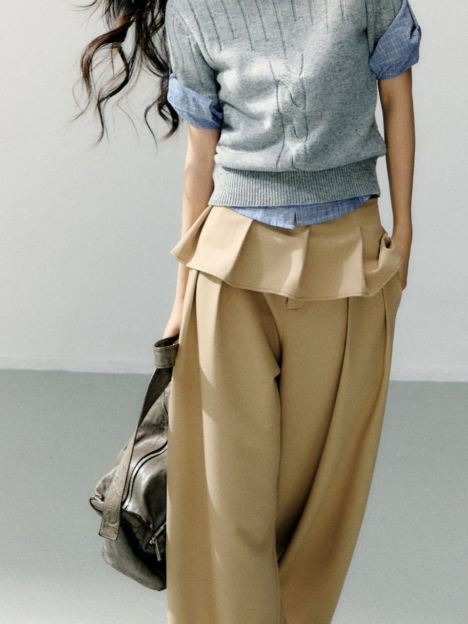 Detachable Lace-Trim Relaxed Tailored Trousers