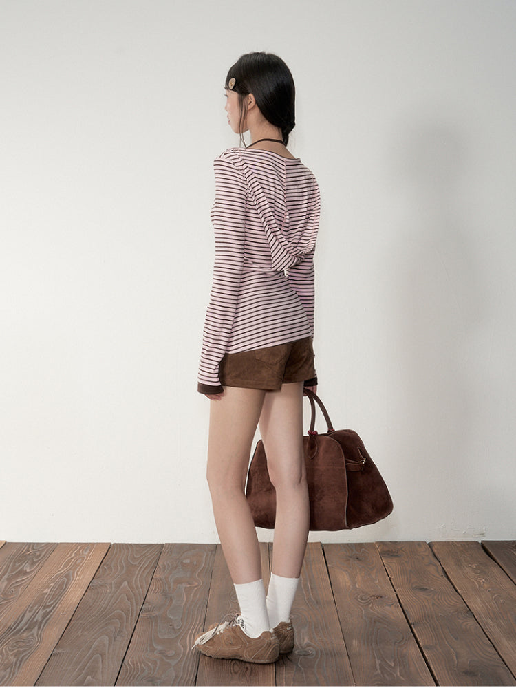 Two-piece Look Striped Hooded Tee - CHINASQUAD