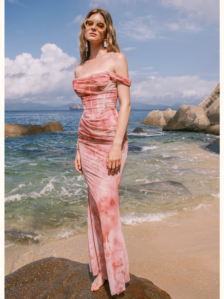 Ariel One-shoulder Pleated & Gradient-dyed Dress - CHINASQUAD