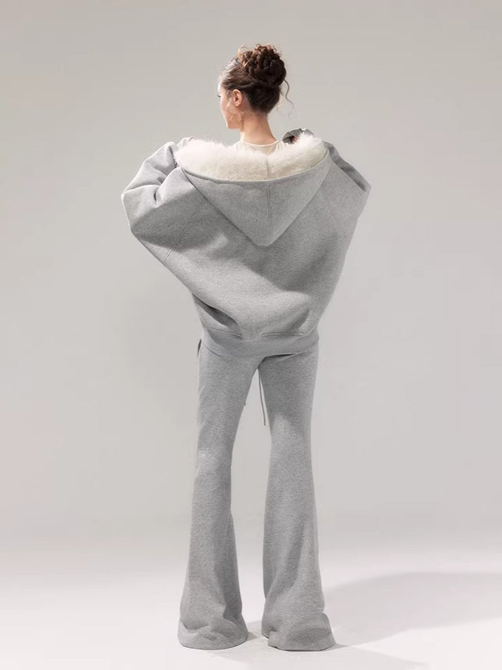 Hooded Fleece Jacket & Plush Sweatpants Set