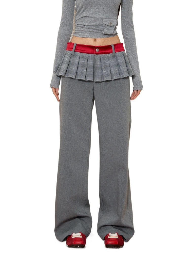 Two-Tone Low Waist Trousers - CHINASQUAD
