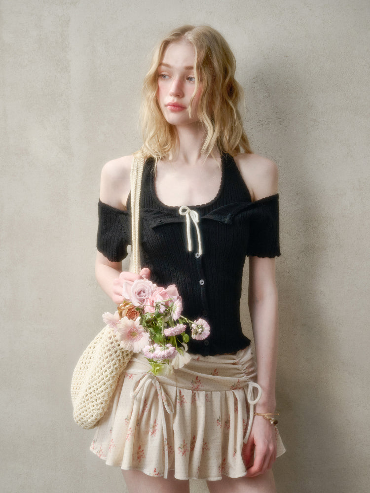 Summer-Colored One-Shoulder Cardigan - CHINASQUAD