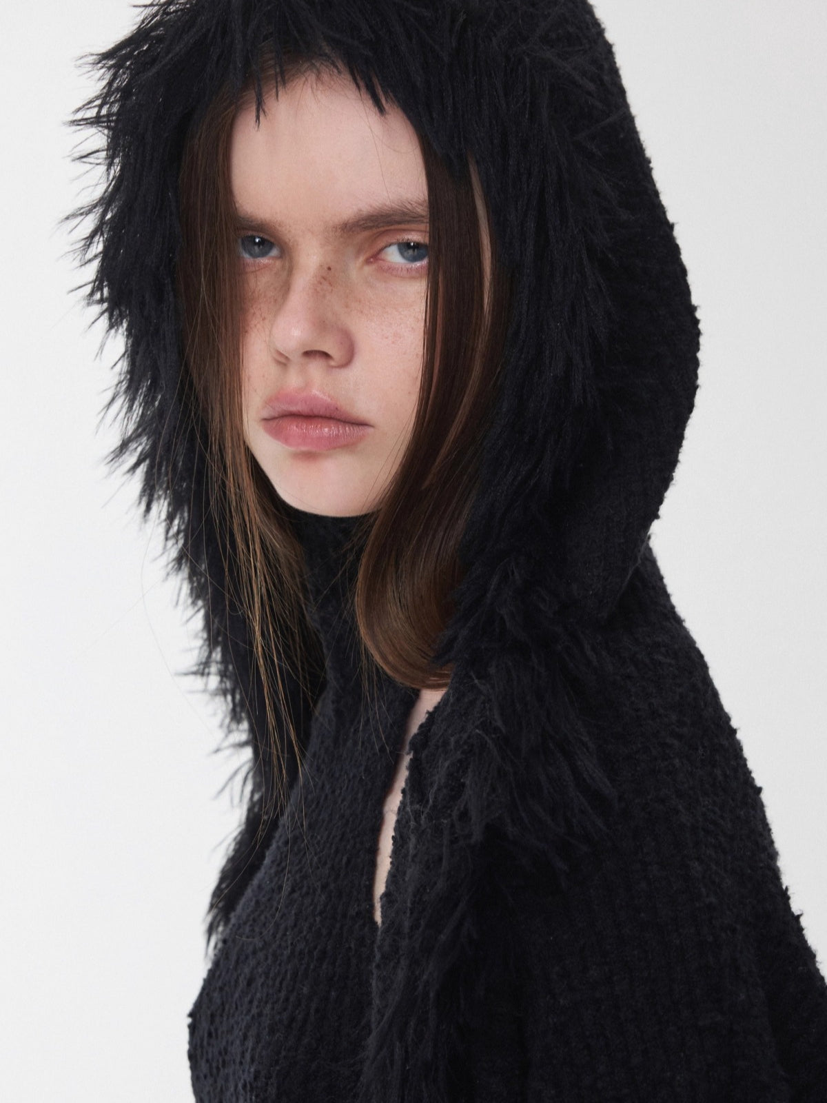 Fringe Knit Vest & Hooded Sleeveless Set