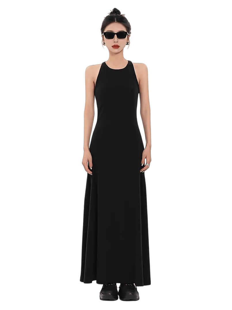 Built-In Bra Stretch Maxi Slip Dress Gray Short / S