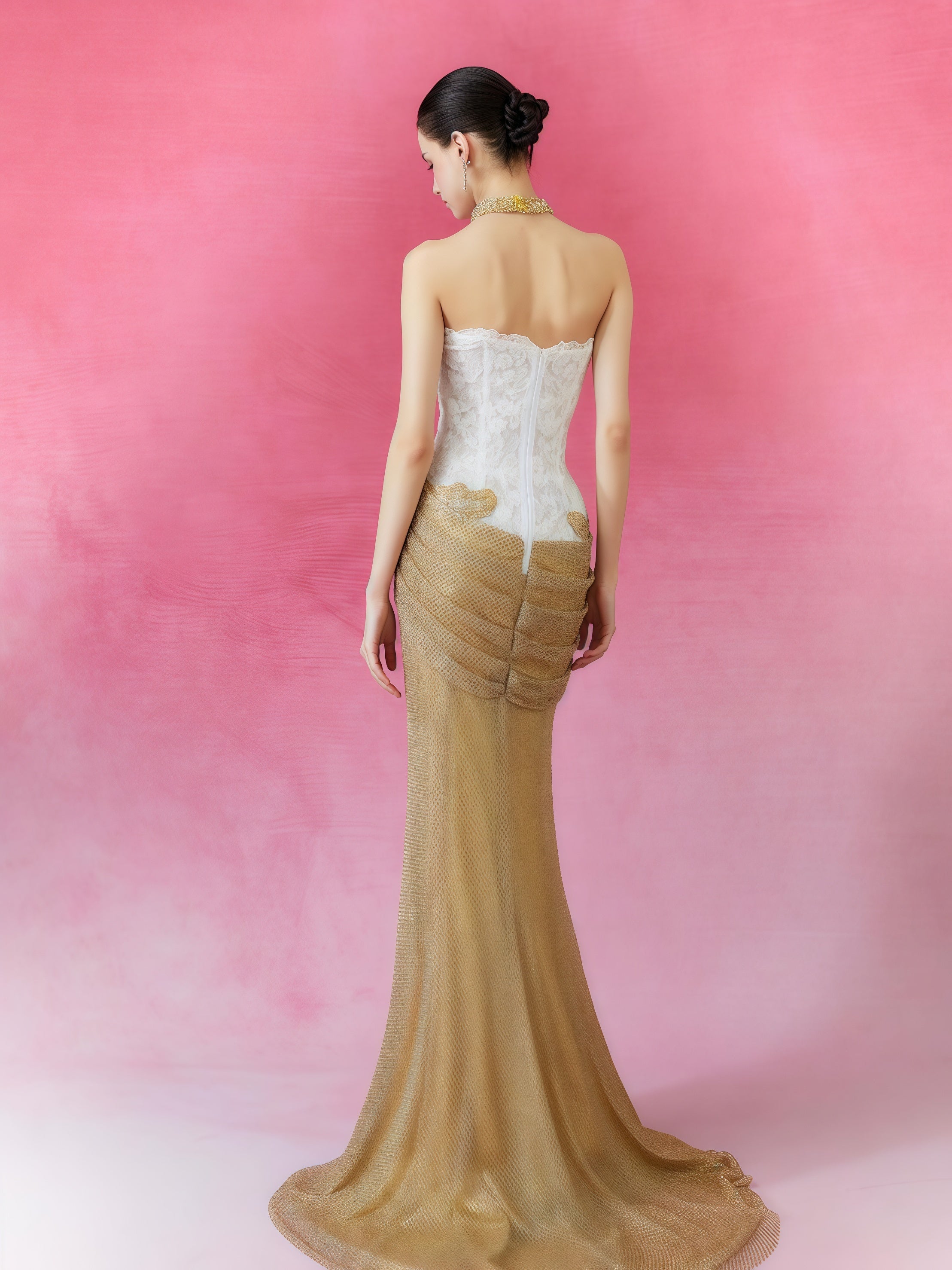 Golden Baroque Embroidered Off-Shoulder Mermaid Gown