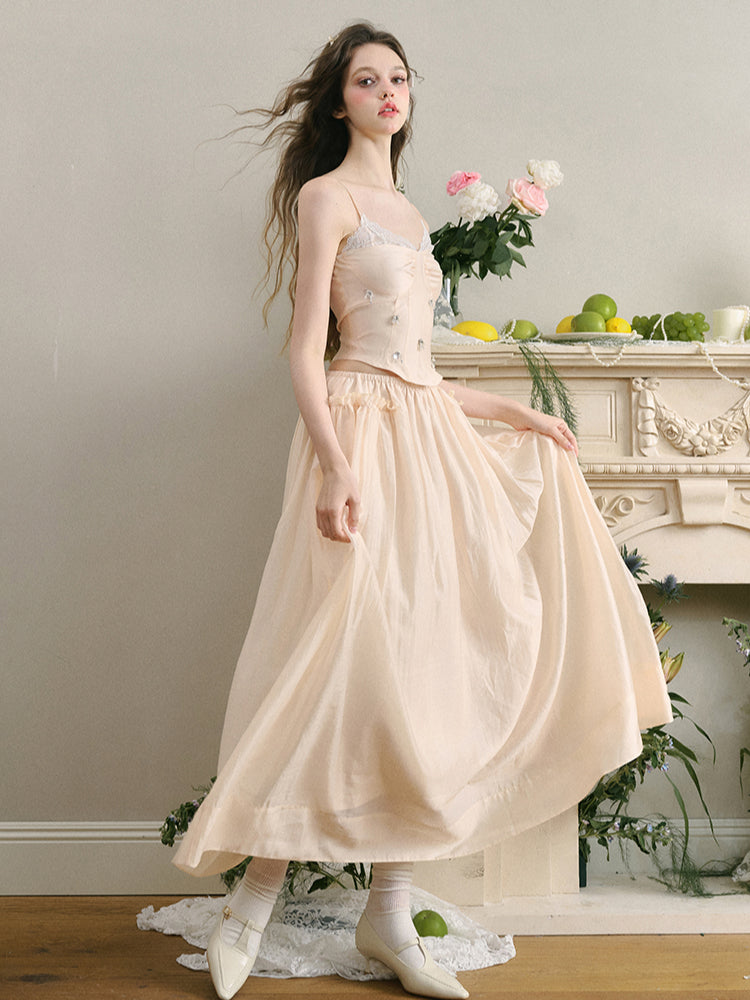 Pink Lace Trim Spaghetti Strap Top - CHINASQUAD