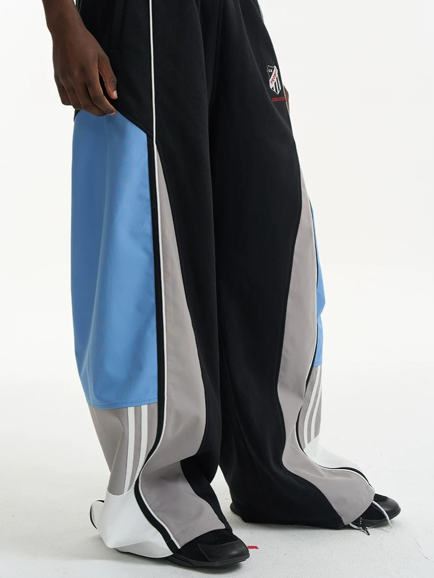 Contrast Panel Embroidered Track Pants